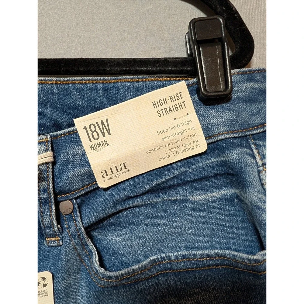 A New Approach A.N.A Women's Medium‎ Wash High Rise Straight Jeans New Size 18W
